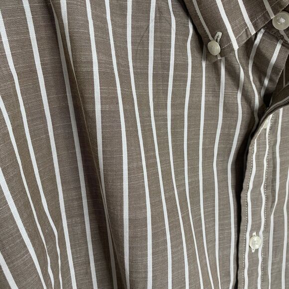 Michael Kors Men's Slim Fit Striped Button Down Shirt Brown Size XXL 100% Cotton - Picture 5 of 5
